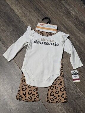 Monkey Bars NEW 3pc Baby Girl Leopard Print Bell Bottoms 3-6months So Dramatic